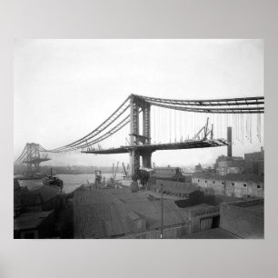 Poster Construction de pont de Manhattan, 1909. Photo