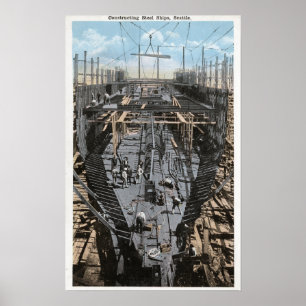 Poster Construction d'une scène de navire en acier