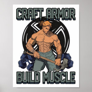 Poster Construire Armure Construire Muscle Cosplay Gym Ci