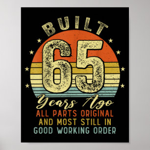 Poster Construit il y a 65 ans Drôle 65e anniversaire Vin