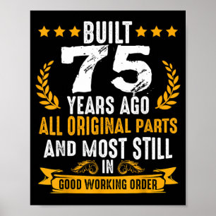 Poster Construit il y a 75 ans Vœux d'anniversaire humori