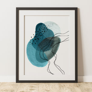 Poster Contemporain moderne Art Abstrait Vert Noir