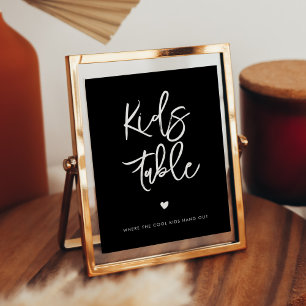 Poster Contemporain moderne noir Enfants table signe mari