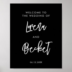 Poster Contemporain moderne noir mariage accueil personna