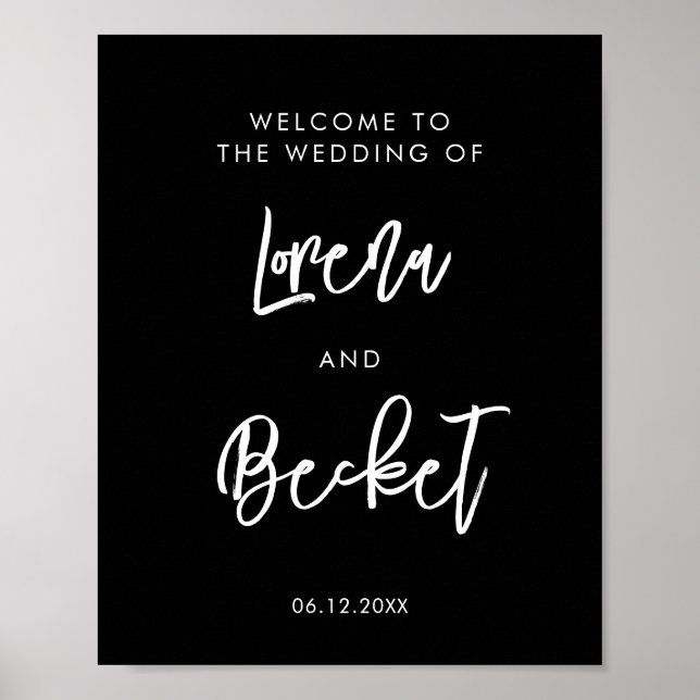 Poster Contemporain moderne noir mariage accueil personna (Devant)