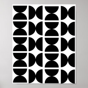 Poster Contemporain Noir et Blanc Rétro Demi-Lune 70s