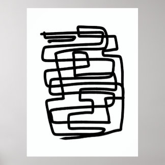 Poster Contemporain noir et blanc simple géométrique
