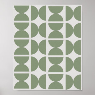 Poster Contemporain Vert Sauge Rétro Demi Lune 70s 