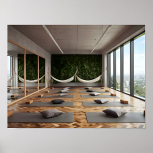 Poster Contemporain Yoga Studio Design avec parquet