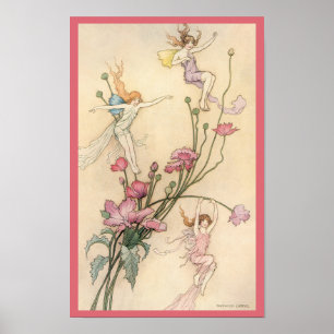 Poster Contes de fées vintage, trois esprits remplis de j