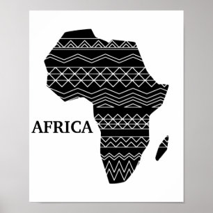 Poster continent africain noir et blanc