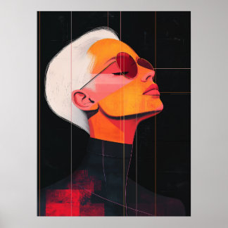 Poster Contours chromatiques — Portrait de femme moderne