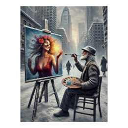 Poster Contraste des mondes - La vision du peintre
