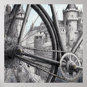 Poster Contraste mécanique : conception de bicyclette méd
