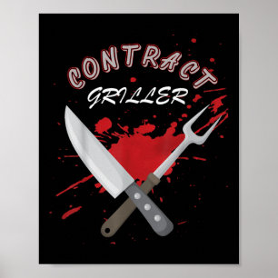 Poster Contrat Griller Funny Grill Barbecue Barbecue Chem