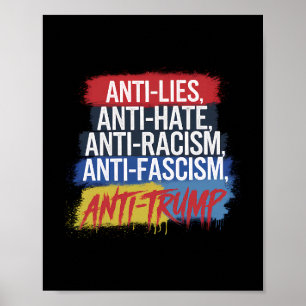 Poster Contre la haine mensonges racisme fascisme résiste