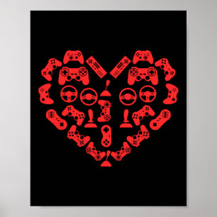 Poster Contrôleur Coeur Valentines Jour Cool Jeu Jeu