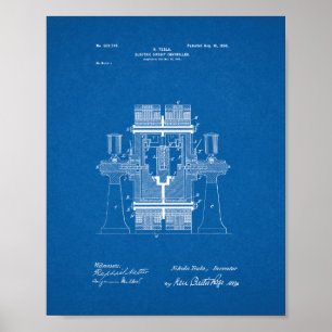 Poster Contrôleur de circuit électrique Tesla Brevet - Bl