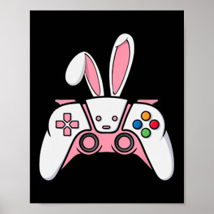 Poster Contrôleur De Jeu Avec Des Oreilles De Lapin Drôle