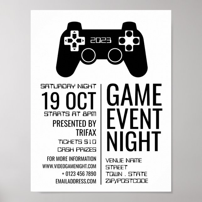 Poster Contrôleur de jeu, Video Gamer Evénement Publicité (Devant)
