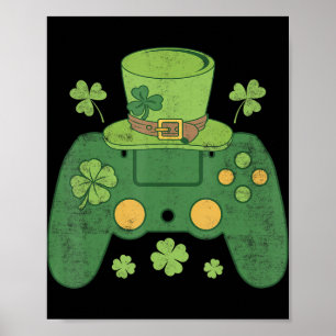 Poster Contrôleur de jeu vidéo Irish Gamer Boys Happy St 