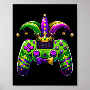Poster Contrôleur de jeu vidéo Mardi Gras Chapeau de bouf