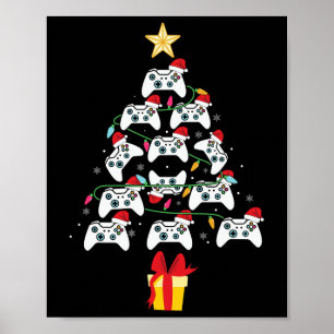 Poster Contrôleur de jeu vidéo Noël Arbre Noël Hommes gar