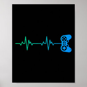 Poster Contrôleur De Jeux Vidéo Cool Heartbeat Pour Nerdy