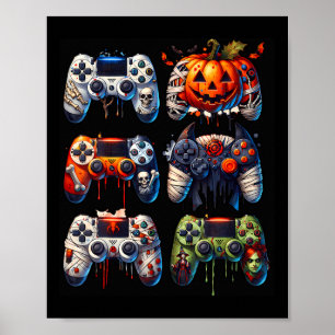 Poster Contrôleurs de jeu d'Halloween maman Skeleton Zomb