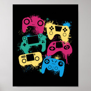 Poster Contrôleurs de jeu vidéo Tee graphique pour couleu
