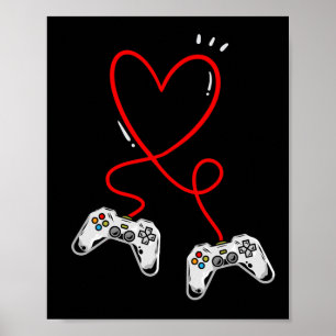 Poster Contrôleurs de la Saint-Valentin Cœur Jeu vidéo Jo