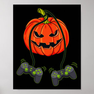 Poster Contrôleurs Jack-o'-lantern Video Gamer Halloween