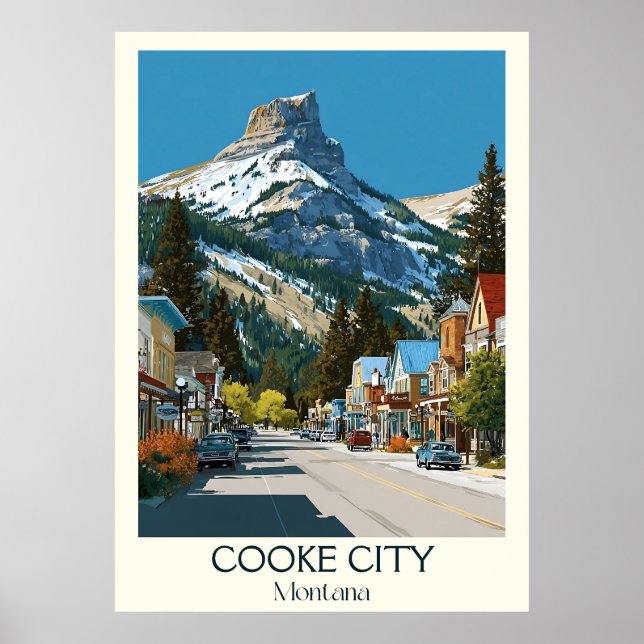 Poster Cooke City Montana Vintage Yellowstone Gateway (Devant)