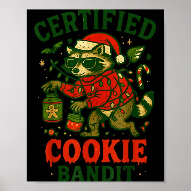 Poster Cookie Bandit Certifié, Funny Christmas Lights Ra (Devant)