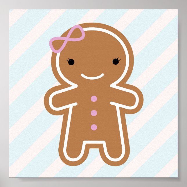 Poster Cookie Cute Kawaii Gingerbread Girl (Devant)