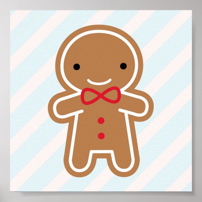 Poster Cookie Cute Kawaii Homme en pain d'épices (Devant)