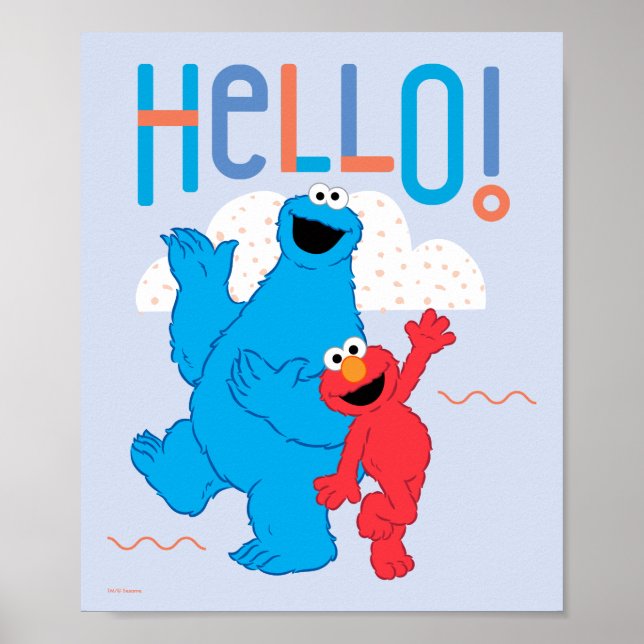 Poster Cookie Monster et Elmo Bonjour ! (Devant)
