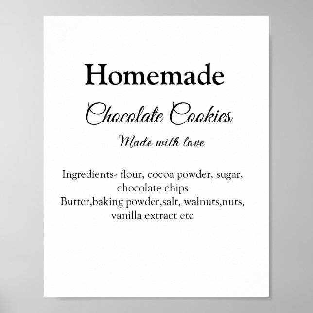 Poster cookies au chocolat maison faits avec amour ajoute (Devant)