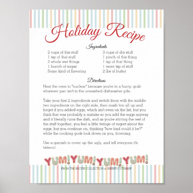 Poster Cookies de Noël congelés papier de recette personn (Devant)
