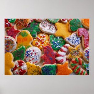 Poster Cookies de Noël Je Cuisine de vacances colorée