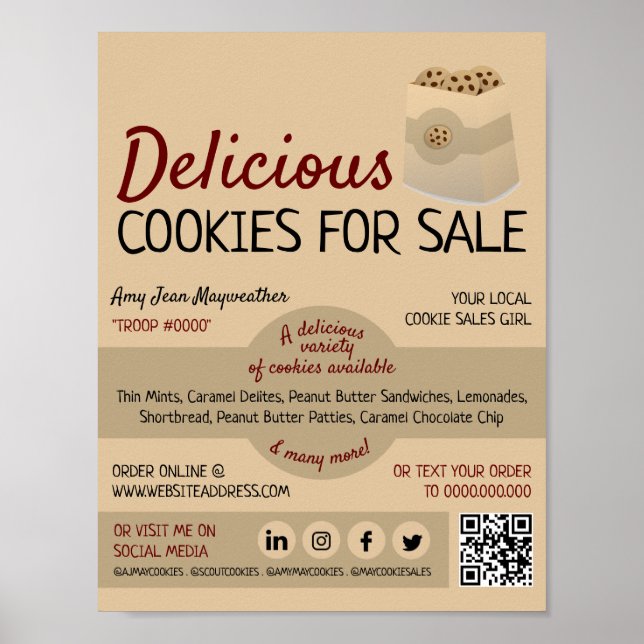 Poster Cookies en Sac, Ventes de Cookies Collecte de fond (Devant)