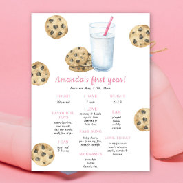 Poster Cookies et Lait Premier anniversaire Jalon Anniver
