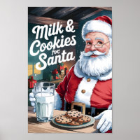 Cookies & Lait pour Père Noël Typographie Mur Art 
