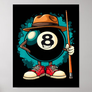 Poster Cool 8 Balle Caractère Drôle Billard Drôle