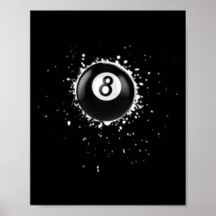 Poster Cool 8 boules Huit Billard Billard Peinture Splatt