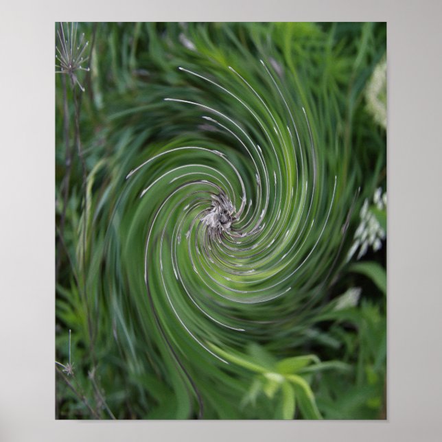 Poster Cool Abstrait Retro Chartreuse Green Floral Swirl (Devant)