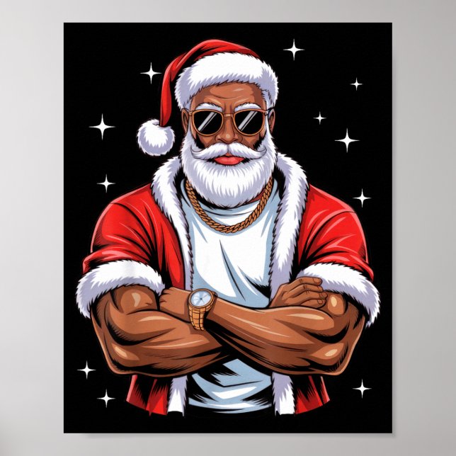 Poster Cool African American Santa Black Christmas Pajama (Devant)