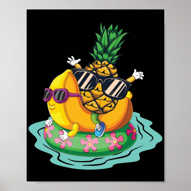 Poster Cool Ananas Banana Vacances d'été Relax (Devant)