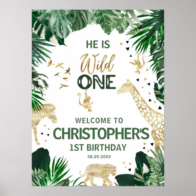 Poster Cool Animaux sauvages Anniversaire Fête Bienvenue (Devant)