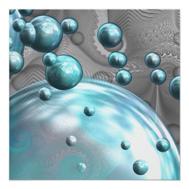 Poster Cool Aqua Bubbles et des torrents océaniques (Devant)